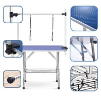 36'' Folding Dog Pet Grooming Table Heavy Duty Stainless Steel pet dog Cat Grooming Table with adjustable Arm Noose and Mesh Tray