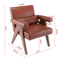 Accent Chair, Modern Upholstered Armchair with KD Rubber Wood Legs, Lounge Reading Chair with Lumbar Pillow, for Living Room Bedroom, Brown