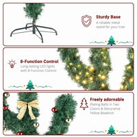 5ft Pre-Lit Artificial Cactus Christmas Tree, Artificial Xmas Tree with 110 Lights Warm Colors 8 Modes and Ball Ornaments & Bowknot, Sturdy Metal Stand, Perfect for Indoor, Office, Home, Partye