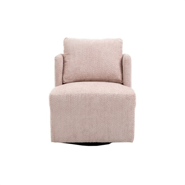 Swivel Barrel Chair,Comfy Round Accent Sofa Chair,Boucle Chairs for Bedroom,Living Room,360 Degree Swivel Barrel Club Chair,Corner Armchair Sherpa Chair,Leisure Arm Chair for Nursery,Pink