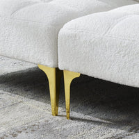 Small Sectional Sofa, Convertible Couch Bed Futon, 71inch Armless Couches with Gold Metal Legs Teddy Fabric, Accent Sofa Loveseat Sofa for Living Room Bedroom Apartment Office, White Teddy