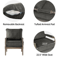 Triple Tree Stylish RUBBER WOOD FABRIC Armchair with Cushion, Black