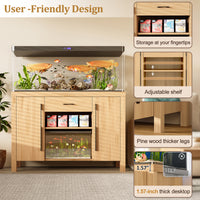 TRIPLE TREE 55-75 Gallon Aquarium Stand With Charging Station, Farmhouse Fish Tank Stand, Reptile Tank Stand Terrarium Stand with Drawer and Cabinet Storage, Sturdy Heavy Duty 53.5"×19.7" Tabletop - White