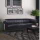 Three Seater Sofa, PU Leather Rolled Arm Chesterfield Sofa,Upholstered Sofa Couch with Reversible Cushions for Living Room, Dorm, Office ,Black