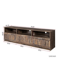 TV Cabinet, 80'' TV Stand Media Stand Console Table with 3 Open Storage Spaces & 3 Drawers, Modern Minimalist Open Locker Entertainment Center Television Stand for Living Room Bedroom, Walnut