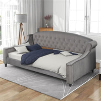 Twin Size Daybed with Button Tufted Decoration, No Spring Box Needed, Gray