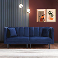 70"Futon Sofa Sleeper,Twin Size Velvet Loveseat Sofa Bed with 2 Toss Pillows,Convertible Sleeper Sofa with Padded Seat&Backrest for Living Room,Bedroom,Office