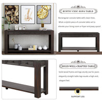 Console Table for Entryway with Storage Drawers and Shelf, Long Narrow Rustic Modern Sofa Table Sideboard for Indoor Outdoor Living Room Hallway Kitchen Buffet, Black 64x15x30inch