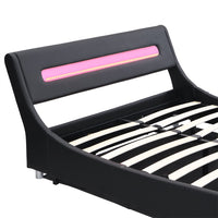 Upholstered Platform Bed with LED Headboard, Full Size Low Profile Platform Bed with Under Bed Storage Space and 20 Color LED Lights for Adults