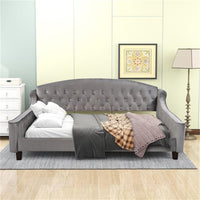 Full Size Daybed with Button Tufted Decoration, Gray