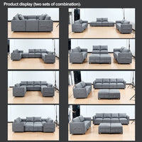 Convertible Sectional Sofa with Storage Seat, Modular Sectional Sofa, U/L Shaped Convertible Couch with Reversible Chaise Storage Seat with Ottomans, for Living Room, Gray