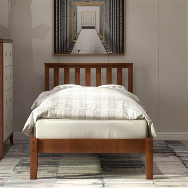 Twin Size Platform Bed Frame with Headboard, Wood Slats Support, for Kids, Boys and Girls