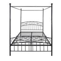 JINS&VICO Queen Size 4-Post Metal Canopy Bed Frame Vintage style Black 83.46" x 59.84" x 75.6"