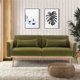 JINS&VICO Velvet Accent Sofa, Upholstered Loveseat Sofa, Convertible Sofa Sleeper with Rose Golden Metal Feet and Two Rectangular Waist Pillows, Suitable for Small Spaces, Green