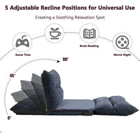 Sofa Bed Adjustable Folding Futon Sofa Video Gaming Sofa Lounge Sofa with Two Pillows, Convertible Upholstered Memory Foam Padded Cushion Sofa Bed, Bluish Gray