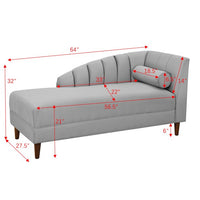 Chaise Lounge Indoor,Velvet Upholstered Chaise Lounge Chair with Armrest and One Pillow,Living Room Lounge Chair with Solid Wood Frame & Legs,Velvet Sofa Recliner Couch for Bedroom Office,Grey