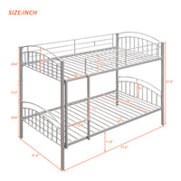 Metal Bunk Bed,Twin Over Twin Metal Bunk Bed Frame with Ladder and Guardrails,Heavy Duty Metal Bunk Bed Can Be Divided into Two Beds,Kids Twin Bunk Bed for Boys Girls Dormitory Bedroom,Silver