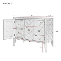 Accent Storage Sideboard Cabinet, Modern Wooden Console Table with Adjustable Shelf and 3 Antique Doors, Floor Sideboard Console Table, Kitchen Entryway Buffet Cabinet for Hallway, Bedroom(White)