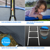 TRIPLETREE 16FT Trampoline With Safety Enclosure Net & Ladder, Suitable For Kids & Adults, 989LBS