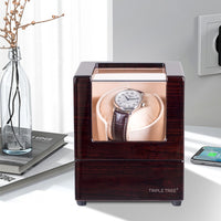 Single Wooden Watch Winder, Brown Wooden Pattern