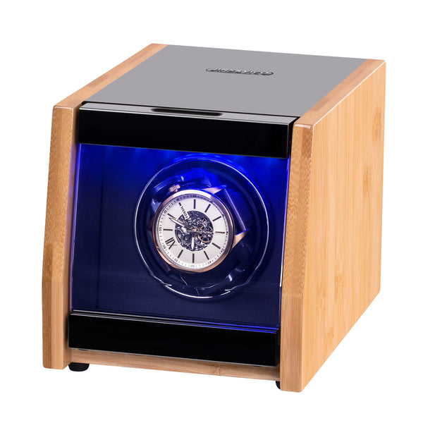 JINS&VICO Single Automatic Watch Winder in Bamboo with Built-in LED
