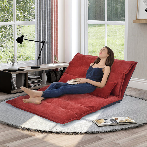 JINS&VICO Sofa Bed Adjustable Folding Futon Sofa Leisure Sofa Bed with Two Pillows