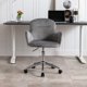 Swivel Accent Velvet Chair Home Office Computer Desk Task Chair Adjustable Armchair Makeup Vanity Chair with Wheels and Silver Metal Base for Living Room Bedroom, Gray