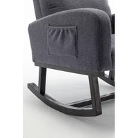 Modern Nursery Rocking Chair, Upholstered Glider Rocker, Teddy Material Comfy Accent Armchair with High Back, Mid-Century Lounge Arm Chair for Living Room, dark gray