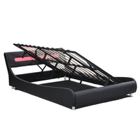 Upholstered Platform Bed with LED Headboard, Full Size Low Profile Platform Bed with Under Bed Storage Space and 20 Color LED Lights for Adults