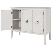 Accent Storage Sideboard Cabinet, Modern Wooden Console Table with Adjustable Shelf and 3 Antique Doors, Floor Sideboard Console Table, Kitchen Entryway Buffet Cabinet for Hallway, Bedroom(White)