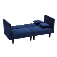 70"Futon Sofa Sleeper,Twin Size Velvet Loveseat Sofa Bed with 2 Toss Pillows,Convertible Sleeper Sofa with Padded Seat&Backrest for Living Room,Bedroom,Office