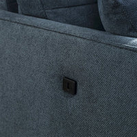 Modern 2 Seater Sofa with USB Charge, Waterproof Fabric Sofa Futon Sofa with Wood Legs, Upholstered Couch with 2 Pillows, Accent Loveseat Sofa for Living Room Bedroom Apartment Office, Dark Blue