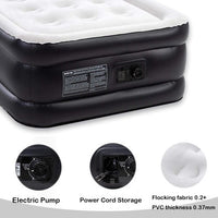 Twin Size Air Mattress,18" Inflatable Air Bed with Water Resistant Flocked Top,Double-High Blow Up Mattress with Built-in Pump,Double Blow up Bed for Camping Home Guests