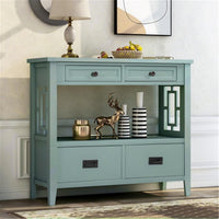 Farmhouse Style Table, Wood Console Table with Drawers and Storage Shelf for Entryway, Living Room and Bedroom, Green