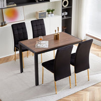Modern Velvet Dining Chairs, Set Of 4, High Back Accent Chairs, Nordic Side Chairs with Golden Legs, Upholstered Velvet Armless Chair for Dining Room Kitchen Vanity Patio, Black