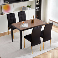 Modern Velvet Dining Chairs, Set Of 4, High Back Accent Chairs, Nordic Side Chairs with Golden Legs, Upholstered Velvet Armless Chair for Dining Room Kitchen Vanity Patio, Black