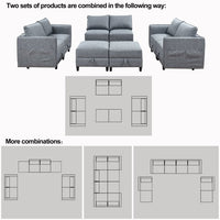 Convertible Sectional Sofa with Storage Seat, Modular Sectional Sofa, U/L Shaped Convertible Couch with Reversible Chaise Storage Seat with Ottomans, for Living Room, Gray