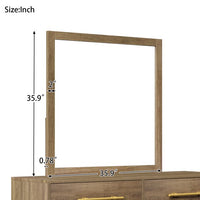 Hanging Wall Mirror,Square Wood Framed Mirror,Vanity Mirror Bathroom Mirror,Rustic Decorative Rectangle Wall Mirror for the Bathroom Living Room Bedroom Hallway,35.9"LX35.9"WX0.78"H,Walnut