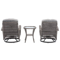 3 Pieces Patio Furniture Set,Swivel Rocking Chairs Patio Chairs Set of 2 and Side Table,3 Piece Wicker Patio Bistro Set with Padded Cushions,for Patio Deck Porch Balcony