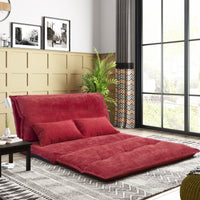 JINS&VICO Sofa Bed Adjustable Folding Futon Sofa Leisure Sofa Bed with Two Pillows