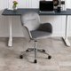 Swivel Accent Velvet Chair Home Office Computer Desk Task Chair Adjustable Armchair Makeup Vanity Chair with Wheels and Silver Metal Base for Living Room Bedroom, Gray
