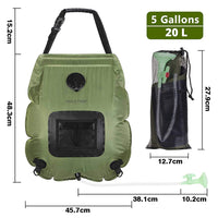 TRIPLETREE Camping Solar Shower Bag 5 Gallons/20L with On-Off Switchable Shower Head and Removable Hose