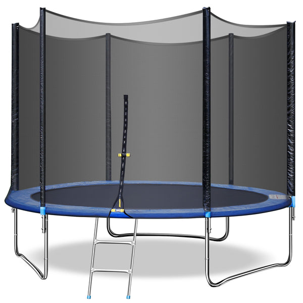 10FT Kids Trampoline w/Safety Enclosure Net, Spring Pad, Ladder , Heavy Duty Steel Frame, Waterproof Jump Mat, Jump Trampoline for Indoor/Outdoor, Backyard Trampoline, Great Gifts for Kids