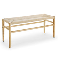 JINS&VICO Indoor Bench with Paper Cord for Bedroom Living Room, Rubber Wood Legs, 39.5“Lx14.5”Wx17.5“H
