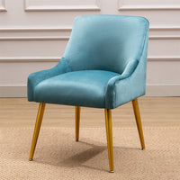 INCLAKE Accent Chair,Modern Velvet Wide Accent Chair Side Chair with Swoop Arm,Vanity Chair Living Room Chair with Sturdy Gold Metal Legs for Bedroom Living Room Office,Teal