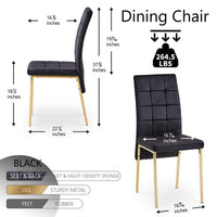 Modern Velvet Dining Chairs, Set Of 4, High Back Accent Chairs, Nordic Side Chairs with Golden Legs, Upholstered Velvet Armless Chair for Dining Room Kitchen Vanity Patio, Black