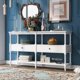 Console Table, Rustic Sofa Table with Open Storage Shelf and 2 Drawers, Buffets Sideboards for Living Room, Hallway & Dining Room, White