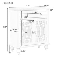 INCLAKE 31.5" Wood Accent Buffet Sideboard, Storage Cabinet with Doors and Adjustable Shelf, Modern Sideboard Buffet Cabinet for Entryway Kitchen Dining Room, Console Table with Drawers, White
