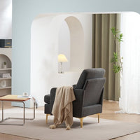 Modern Teddy Accent Chair, Living Room Chair, Club Chair Upholstered Tufted Decorative Reading Chair, Corner Side Chair, Vanity Chair for Bedroom, Living Room (Dark Gray)