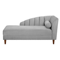 Chaise Lounge Indoor,Velvet Upholstered Chaise Lounge Chair with Armrest and One Pillow,Living Room Lounge Chair with Solid Wood Frame & Legs,Velvet Sofa Recliner Couch for Bedroom Office,Grey